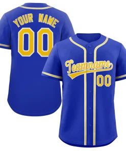 Custom Royal Gold-White Classic Style Authentic Baseball Jersey