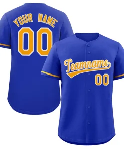 Custom Royal Yellow-White Classic Style Authentic Baseball Jersey