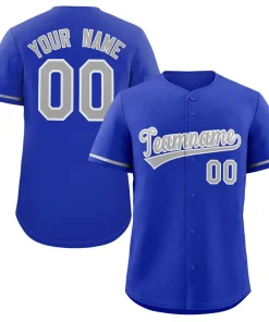 Custom Royal Gray-White Solider Classic Style Authentic Baseball Jersey