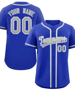 Custom Royal Gray-White Classic Style Authentic Baseball Jersey