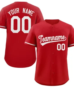 Custom Red White Solider Classic Style Authentic Baseball Jersey