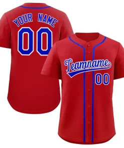 Custom Red Royal-White Classic Style Authentic Baseball Jersey