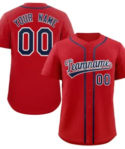Custom Red Navy-White Classic Style Authentic Baseball Jersey