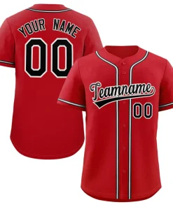 Custom Red Black-White Solider Classic Style Authentic Baseball Jersey
