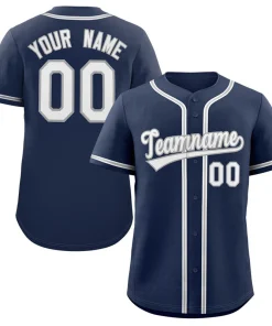 Custom Navy White-Gray Classic Style Authentic Baseball Jersey
