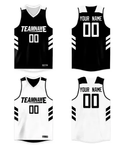 Custom Black White Double Side Tops Basketball Jersey