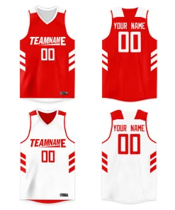 Custom White Red Double Side Tops Basketball Jersey