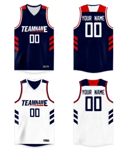 Custom Navy White Double Side Tops Basketball Jersey