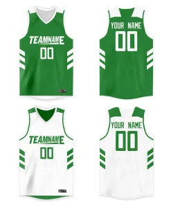 Custom Green White Double Side Tops Men Basketball Jersey