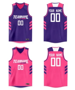 Custom Purple Pink Double Side Tops Men/Boy Basketball Jersey