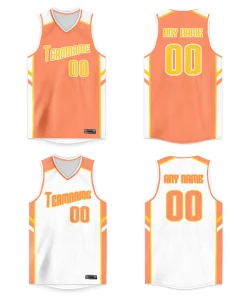 Custom Orange White Double Side Tops Men/Boy Basketball Jersey