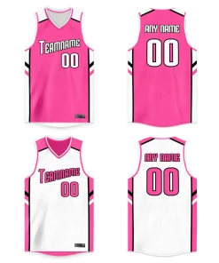Custom Pink White Double Side Tops Men/Boy Basketball Jersey