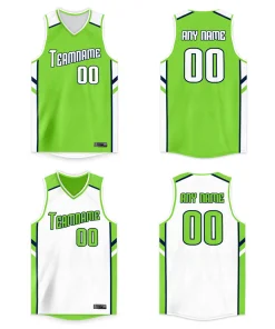 Custom White Green Double Side Tops Basketball Jersey