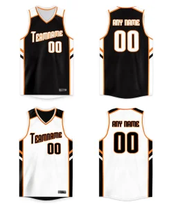 Custom White orange Double Side Tops Basketball Jersey