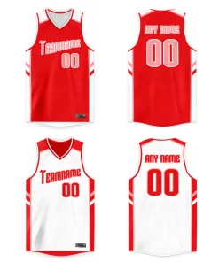 Custom Red White Double Side Tops Basketball Jersey