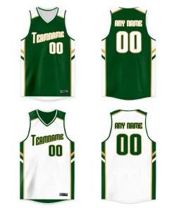 Custom Green White Double Side Tops Men/Boy Basketball Jersey