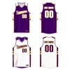 Custom Purple White-Orange Double Side Tops Men/Boy Basketball Jersey