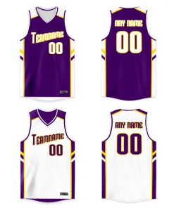 Custom Purple White-Orange Double Side Tops Men/Boy Basketball Jersey