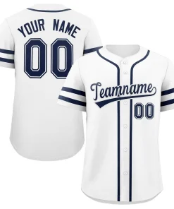 Custom White Navy Classic Style Authentic Baseball Jersey