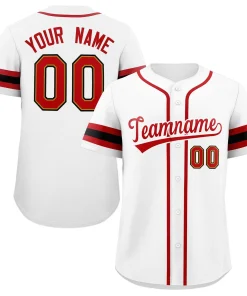 Custom White Red Classic Style Authentic Baseball Jersey