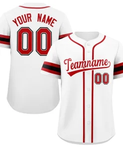 Custom White Red-White Classic Style Authentic Baseball Jersey