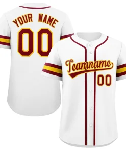 Custom White Red-Yellow Classic Style Authentic Baseball Jersey