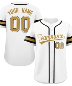Custom White Gold-White Classic Style Authentic Baseball Jersey