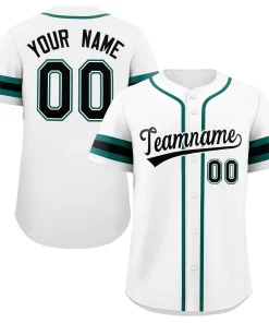 Custom White Black-Green Classic Style Authentic Baseball Jersey