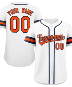 Custom White Orange-Navy Classic Style Authentic Baseball Jersey