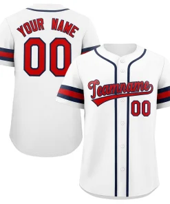 Custom White Red-Navy Classic Style Authentic Baseball Jersey