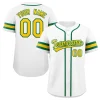 Custom White Yellow-Green Classic Style Authentic Baseball Jersey