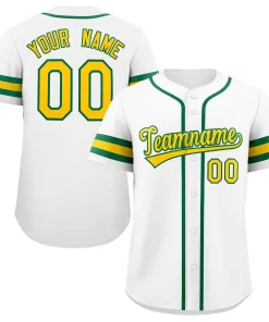 Custom White Yellow-Green Classic Style Authentic Baseball Jersey