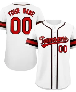 Custom White Red-Brown Classic Style Authentic Baseball Jersey