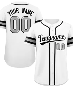 Custom White Black-Gray Classic Style Authentic Baseball Jersey