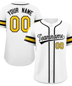 Custom White Yellow-Black Classic Style Authentic Baseball Jersey