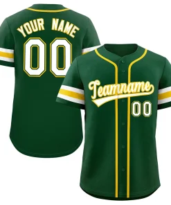 Custom Green Yellow-White Classic Style Authentic Baseball Jersey