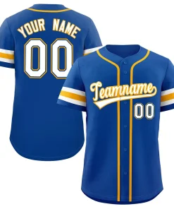 Custom Royal White-Yellow Classic Style Authentic Baseball Jersey