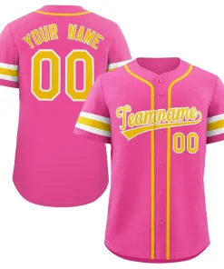 Custom Pink Yellow-White Classic Style Authentic Baseball Jersey