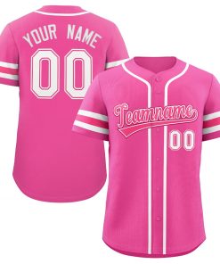 Custom Pink White Classic Style Authentic Baseball Jersey