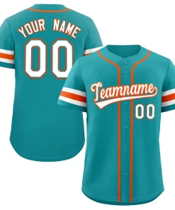 Custom Teal White-Orange Classic Style Authentic Baseball Jersey