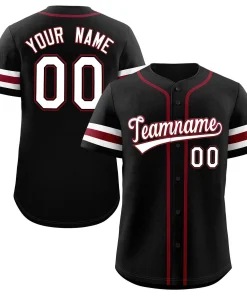 Custom Baseball Black White-Crimson Classic Style Authentic Baseball Jersey