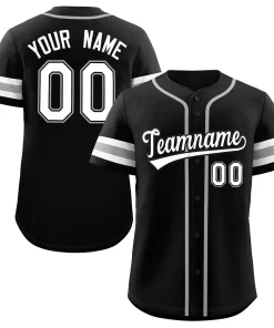 Custom Black White-Black Classic Style Authentic Baseball Jersey