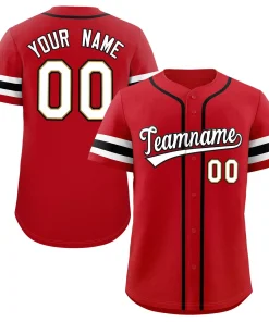 Custom Red White-Black Classic Style Authentic Baseball Jersey