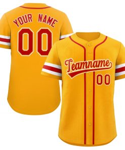 Custom Yellow Red-White Classic Style Authentic Baseball Jersey