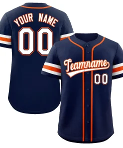 Custom Navy White-Orange Classic Style Authentic Baseball Jersey