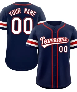 Custom Navy White-Red Classic Style Authentic Baseball Jersey