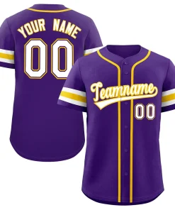 Custom Purple White-Yellow Classic Style Authentic Baseball Jersey