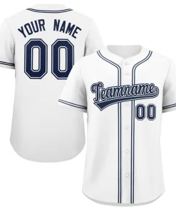 Custom White Navy Classic Style Authentic Baseball Jersey