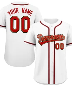 Custom White Red Classic Style Authentic Baseball Jersey