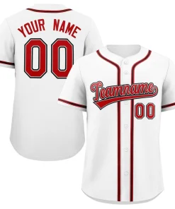 Custom White Red-White Classic Style Authentic Baseball Jersey